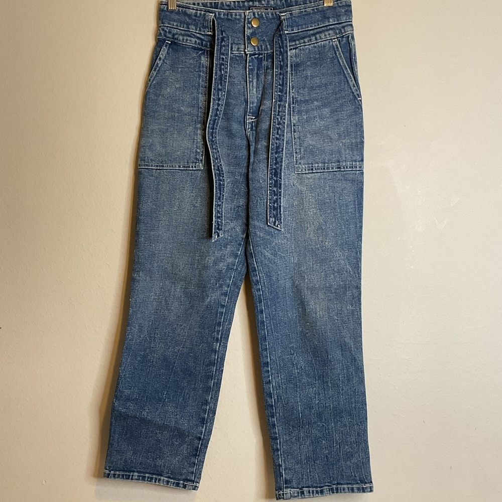 Abercrombie & Fitch Ultra High Rise Straight Button Fly Belted Jeans size 30/10R